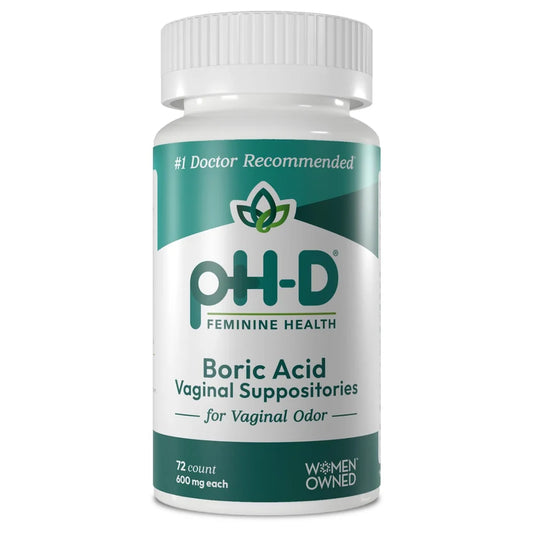 pH-D Feminine Health - 600 mg Boric Acid Suppositories for Vaginal Odor Use - 72 Count