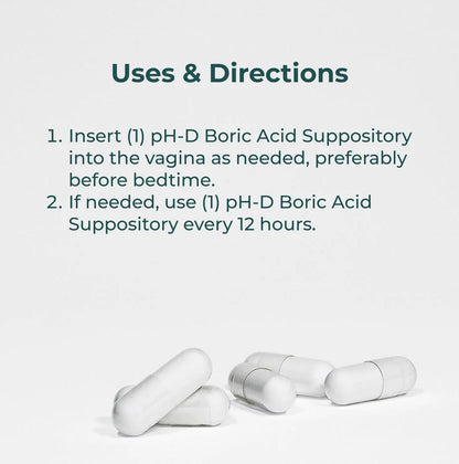 pH-D Feminine Health - 600 mg Boric Acid Suppositories for Vaginal Odor Use - 72 Count