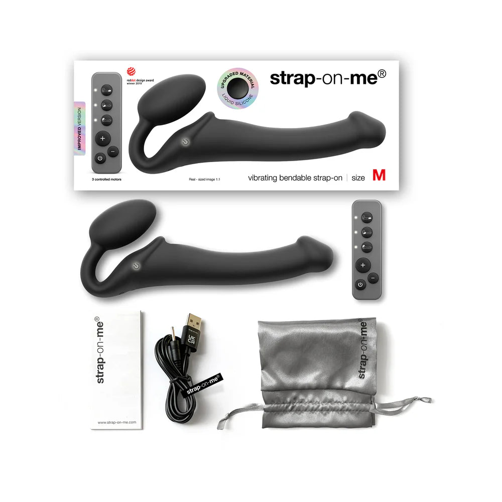 Strap-On-Me Rechargeable Remote-Controlled Silicone Vibrating Bendable Strap-On