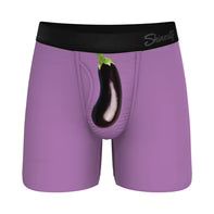 The Double Entendre Eggplant Ball Hammock Pouch Underwear with Fly